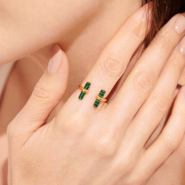 Aura Malachite Bar Ring